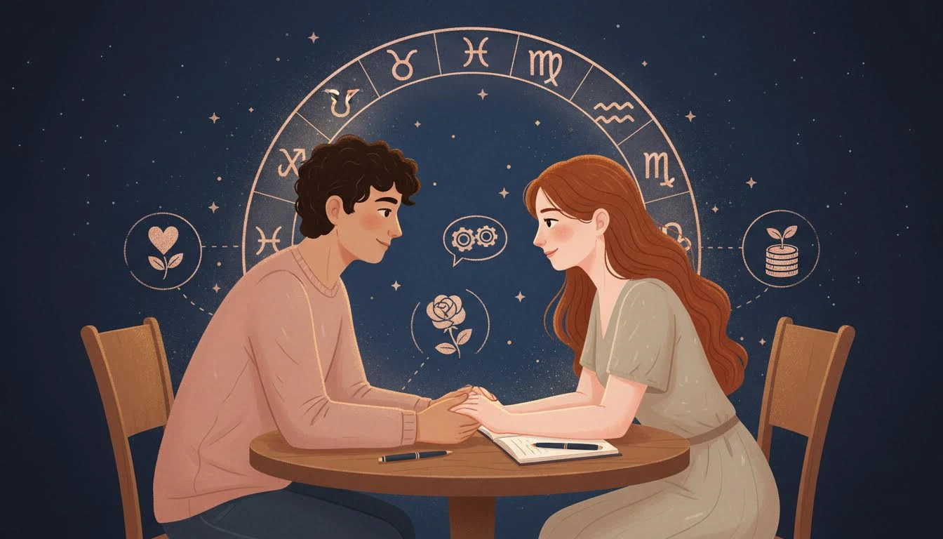 Zodiac marriage compatibility guide illustration