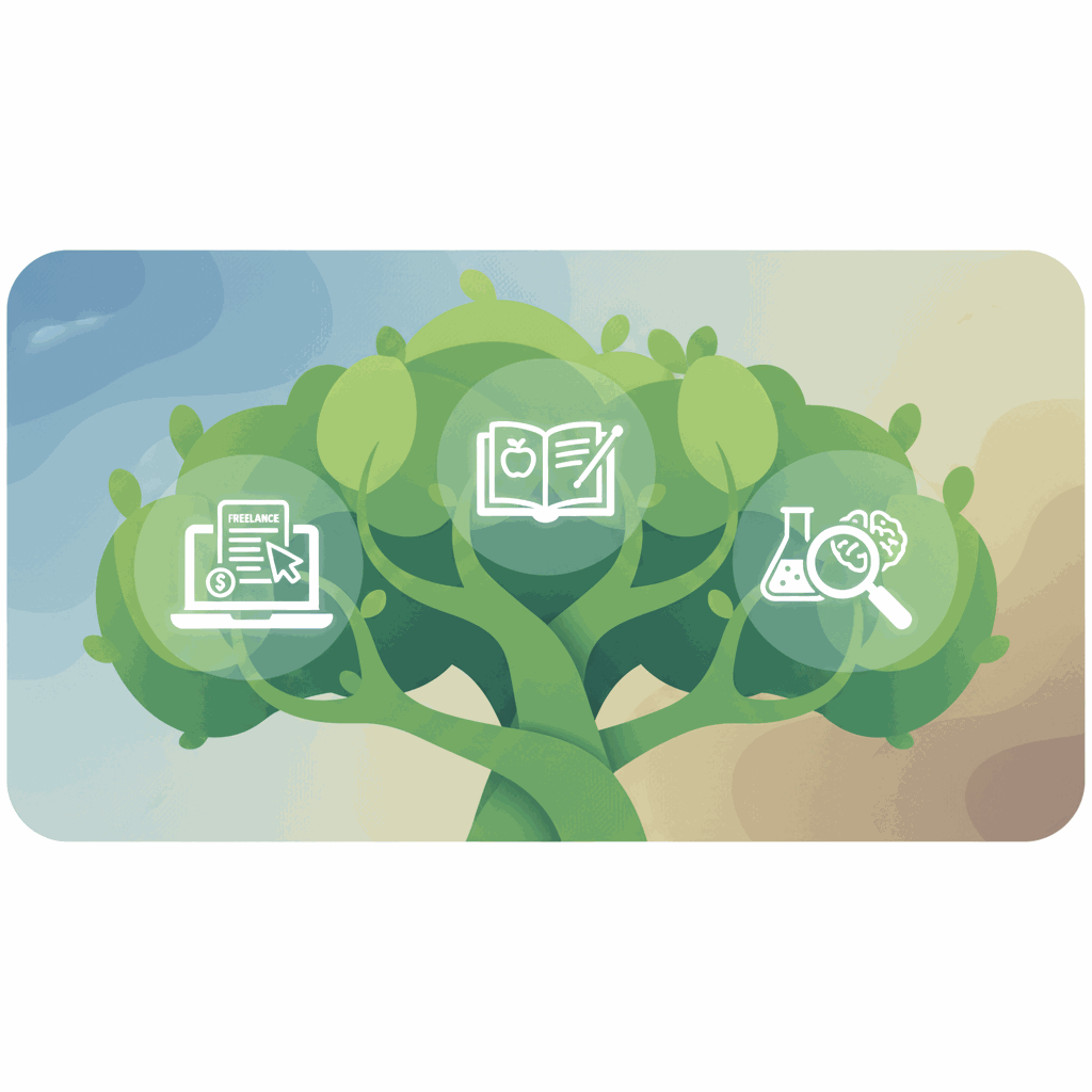 Wood element side jobs and growth illustration